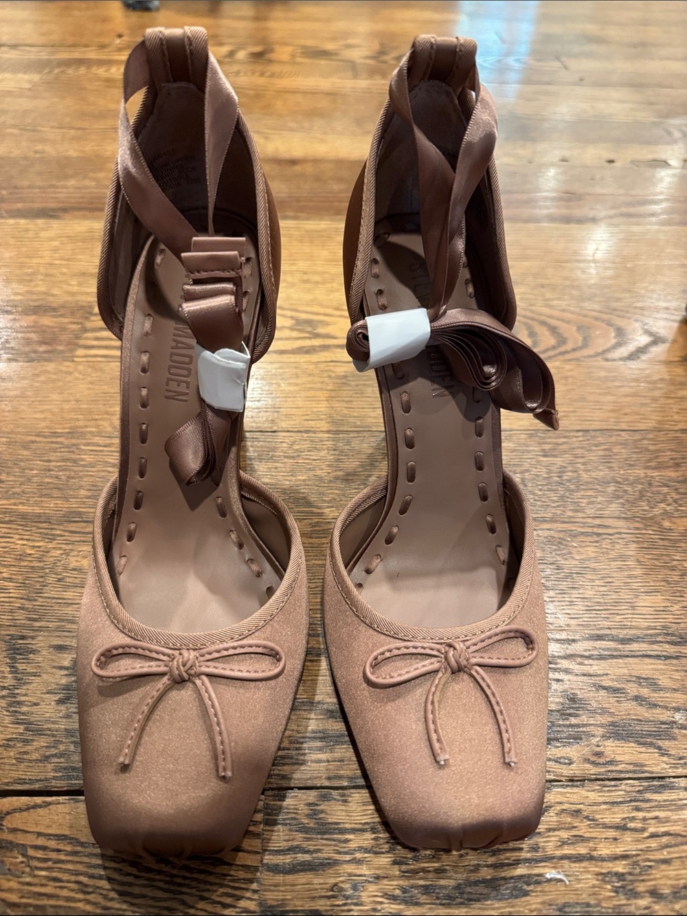 Steve Madden Tan Satin Ballerina Heels